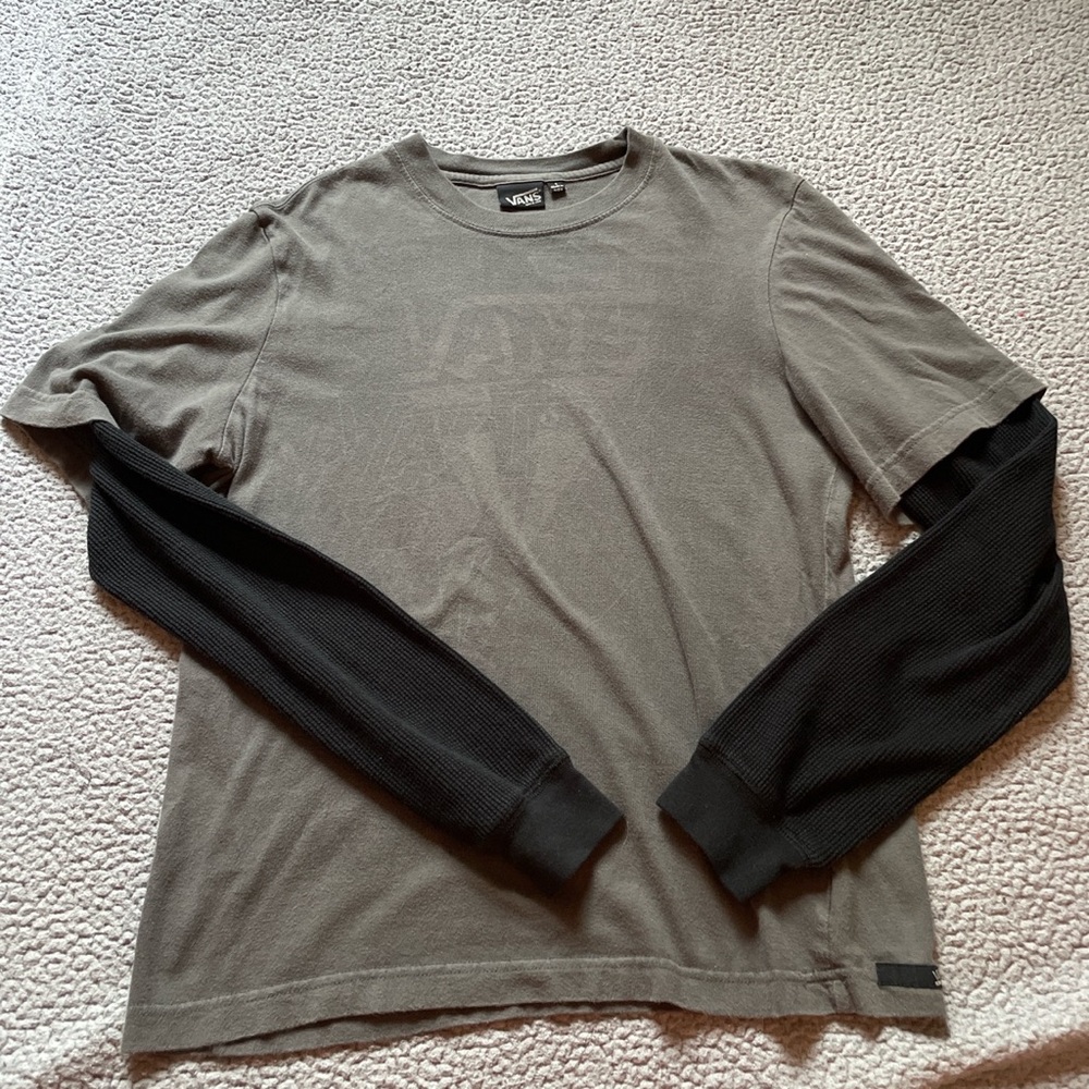 Grey and Black Vans Skater Long Sleeve S